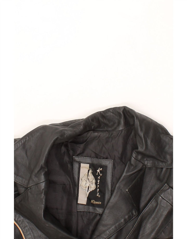 VINTAGE Womens Leather Coat UK 12 Medium Black Leather Vintage Vintage and Second-Hand Vintage from Messina Hembry 
