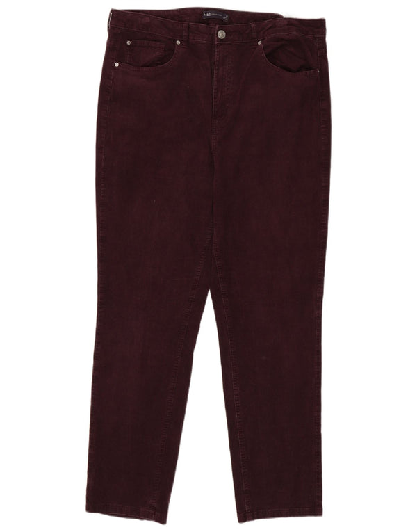 Marks & Spencer Dame Slim Corduroy Bukser UK 18 XL W36 L29 Burgundy