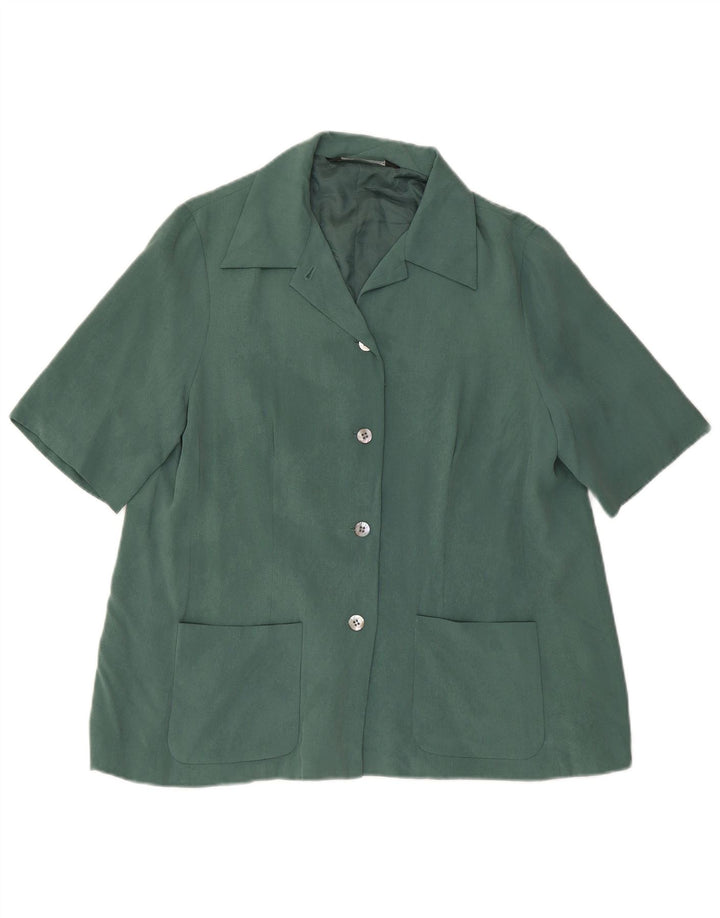 LAURA ASHLEY Womens 4 Button Short Sleeve Blazer Jacket UK 16 Large  Green