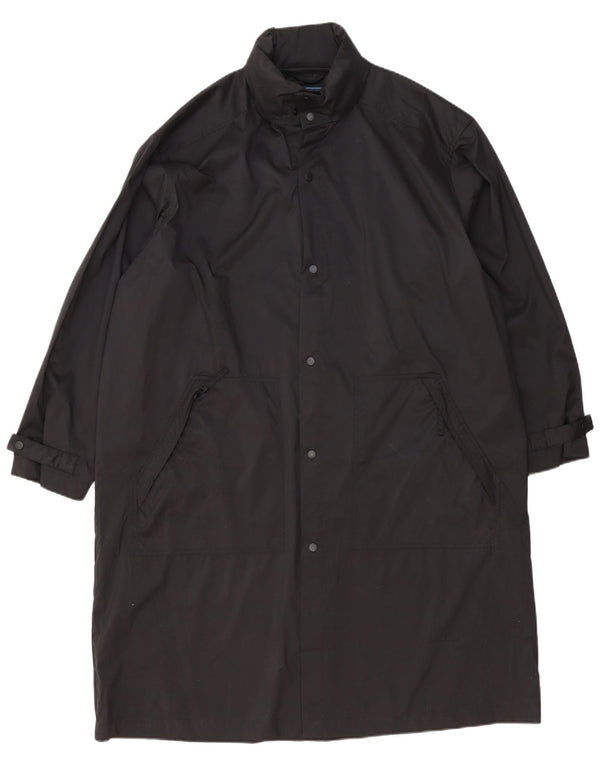 Vintage Womens Hooded Oversized Raincoat UK 20 2XL Black Polyester