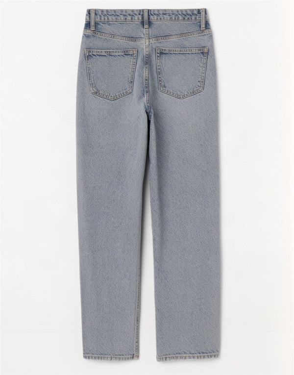 Zara Dame Højtarmede Straight Jeans EU 34 2XS W24 L27 Blå