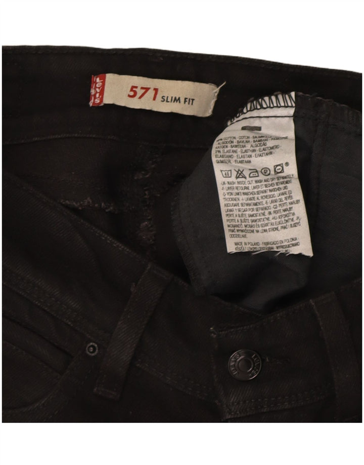 Levi's Dame 571 Slim Jeans W26 L30 Sort Bomuld