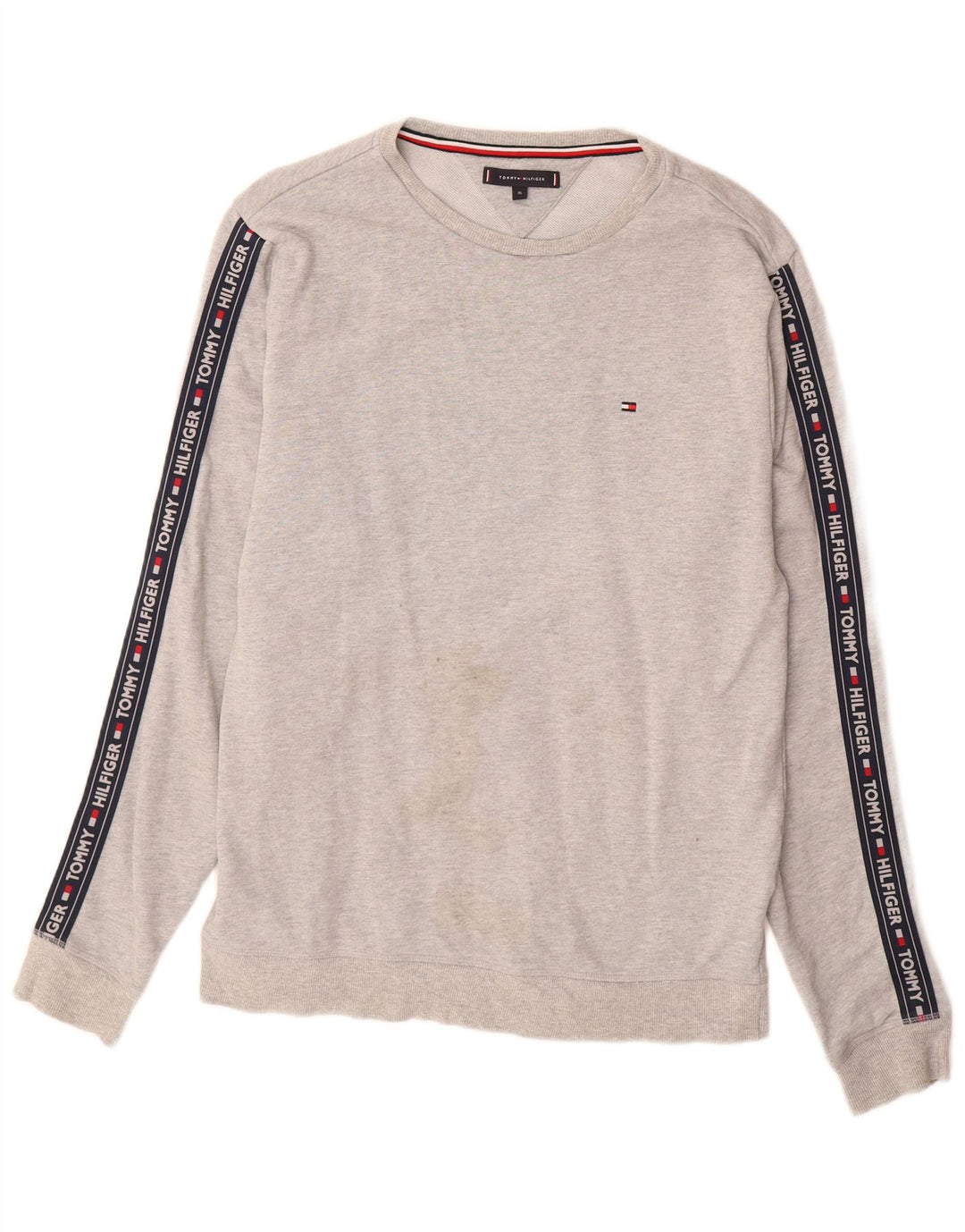 Tommy Hilfiger Herre Grafisk Sweatshirt Jumper XL Grå Colourblock Bomuld
