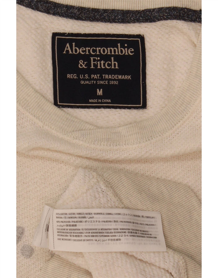 Abercrombie & Fitch Herre grafisk sweatshirt Jumper Medium Off White Bomuld