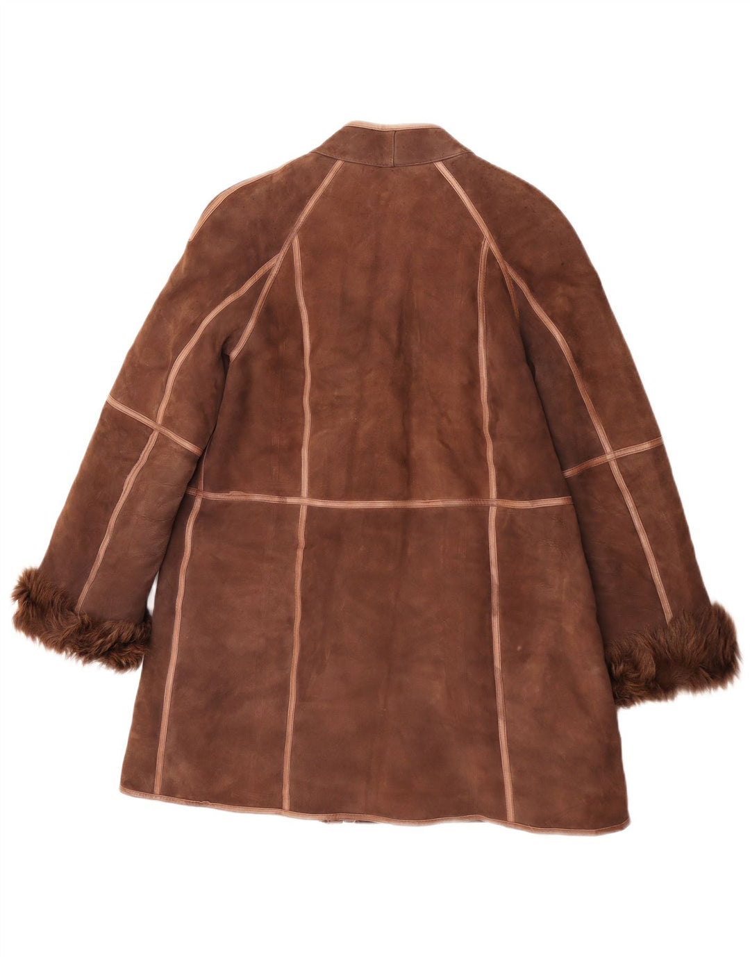 Vintage Dame Shearling Coat UK 14 Medium Brown