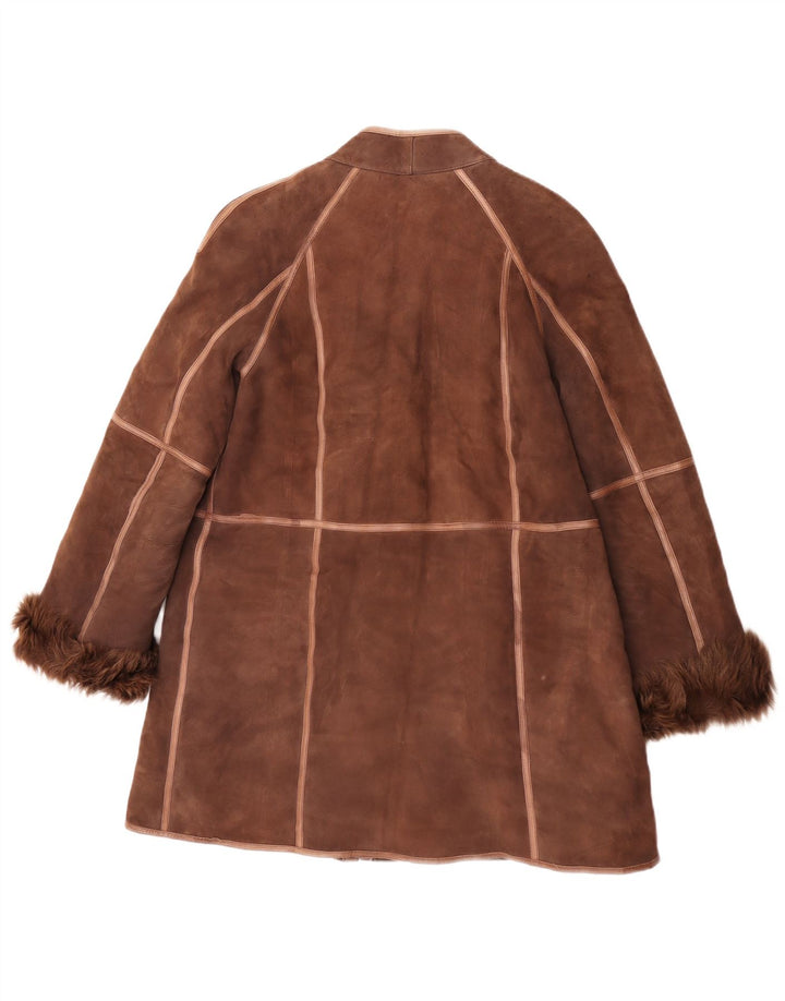Vintage Dame Shearling Coat UK 14 Medium Brown