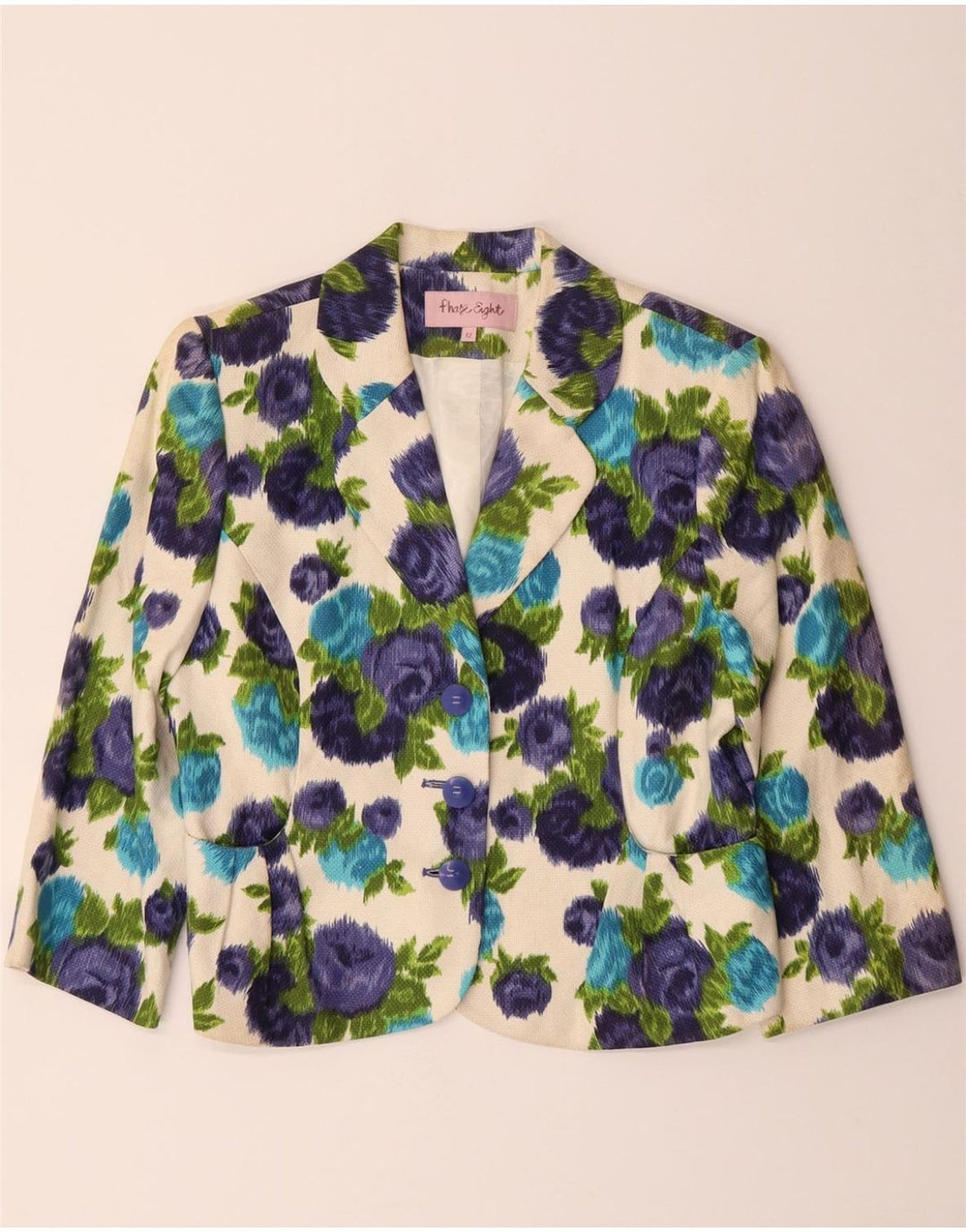 PHASE EIGHT Womens 3 Button Blazer Jacket UK 12 Medium Off White Floral