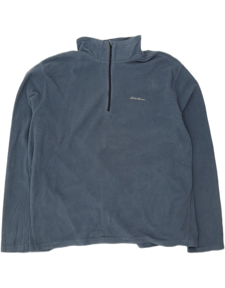 EDDIE BAUER Mens Loose Fit Zip Neck Fleece Jumper 2XL Blue Polyester Vintage Eddie Bauer and Second-Hand Eddie Bauer from Messina Hembry 
