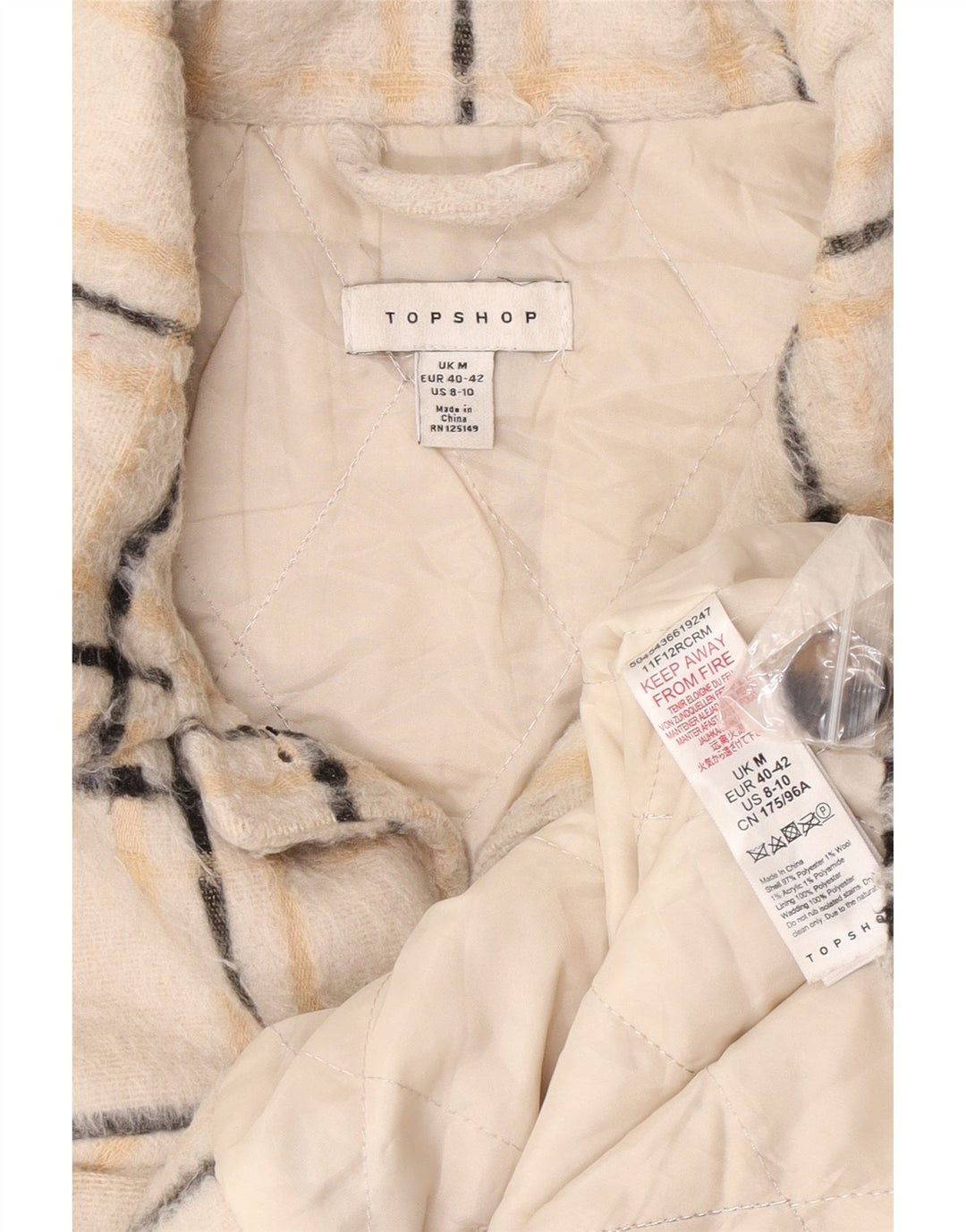 Topshop Dame Oversized Bomber Jacket UK 14 Medium Beige Ternet polyester