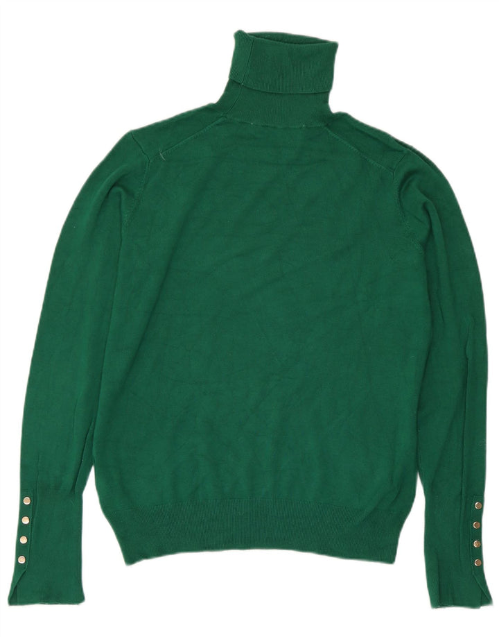 Zara Dame Rullehals Sweater UK 12 Medium Green Viscose