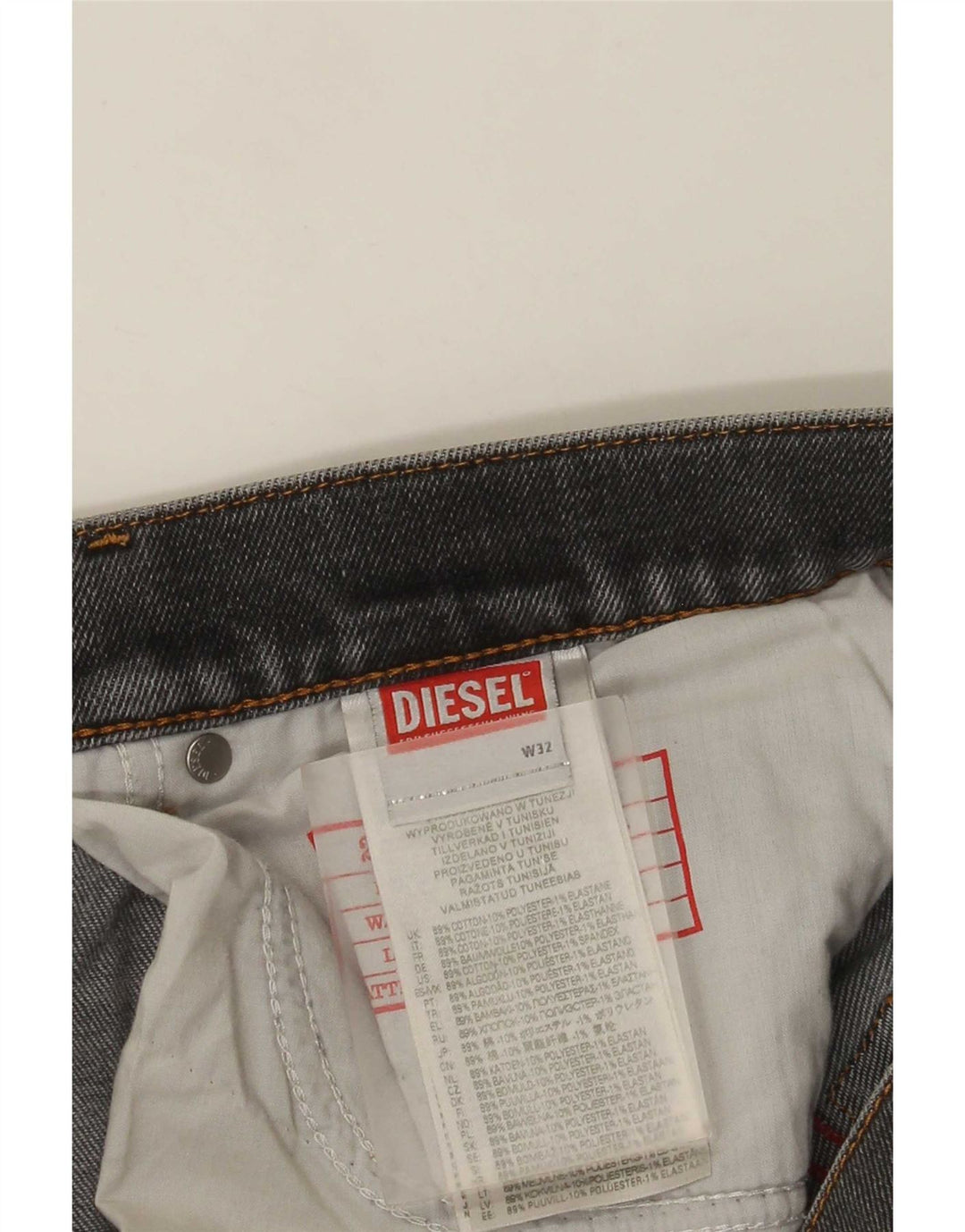 Diesel Herre Distressed Slim Jeans W32 L28 Grå Bomuld