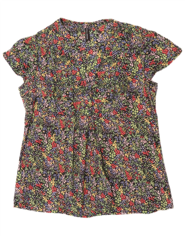 Marks & Spencer Damebluse Top UK 14 Stor sort blomstret bomuld