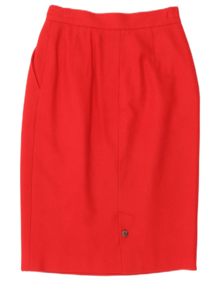 Les Copains Dame Pencil Skirt W26 Small Red Virgin Wool