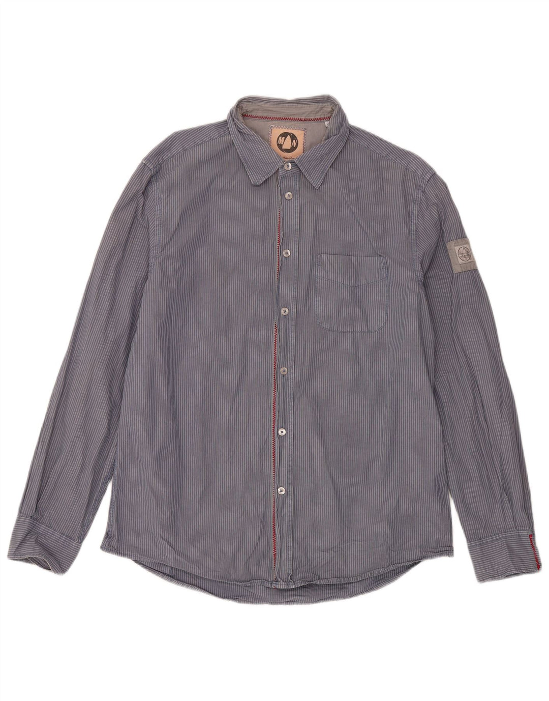 Murphy & Nye Herre Sailmakers Shirt XL Navy Blue Pinstripe Cotton
