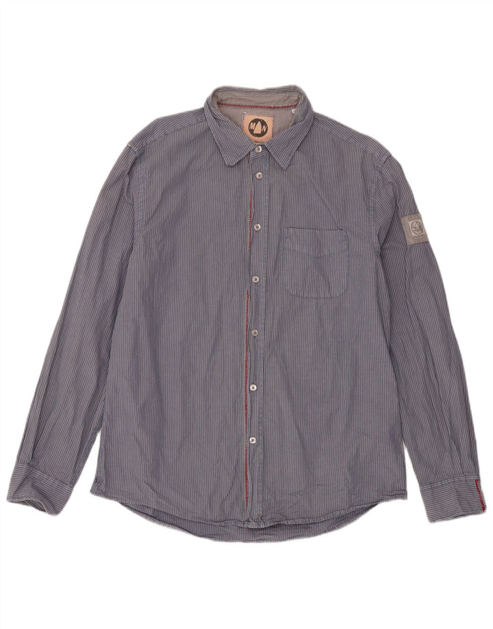 Murphy & Nye Herre Sailmakers Shirt XL Navy Blue Pinstripe Cotton