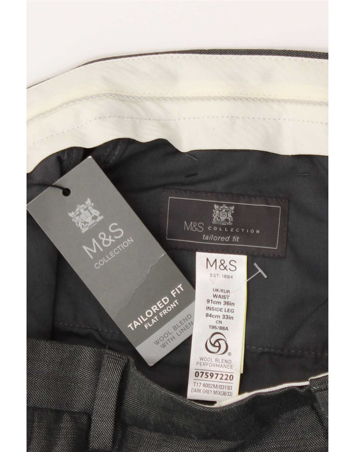 Marks & Spencer Herre Skræddersyet Fit Straight Suit Bukser W36 L33 Grå