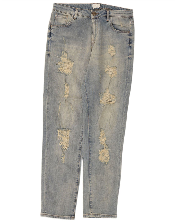 Carrera Dame Distressed Tapered Jeans IT 42 Medium W29 L29 Blå Bomuld
