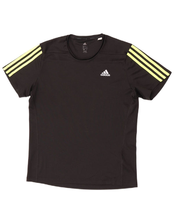 Adidas Herre Climalite T-Shirt Top Medium Sort Polyester