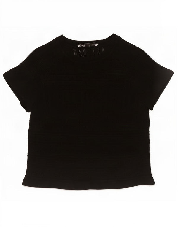 Zara Womens Crop Knit Bluse Top UK 12 Medium Black