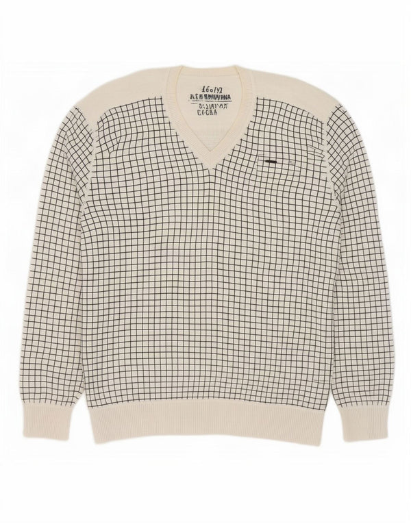 Jack & Jones Herre V-hals sweater XL Hvid ternet bomuld