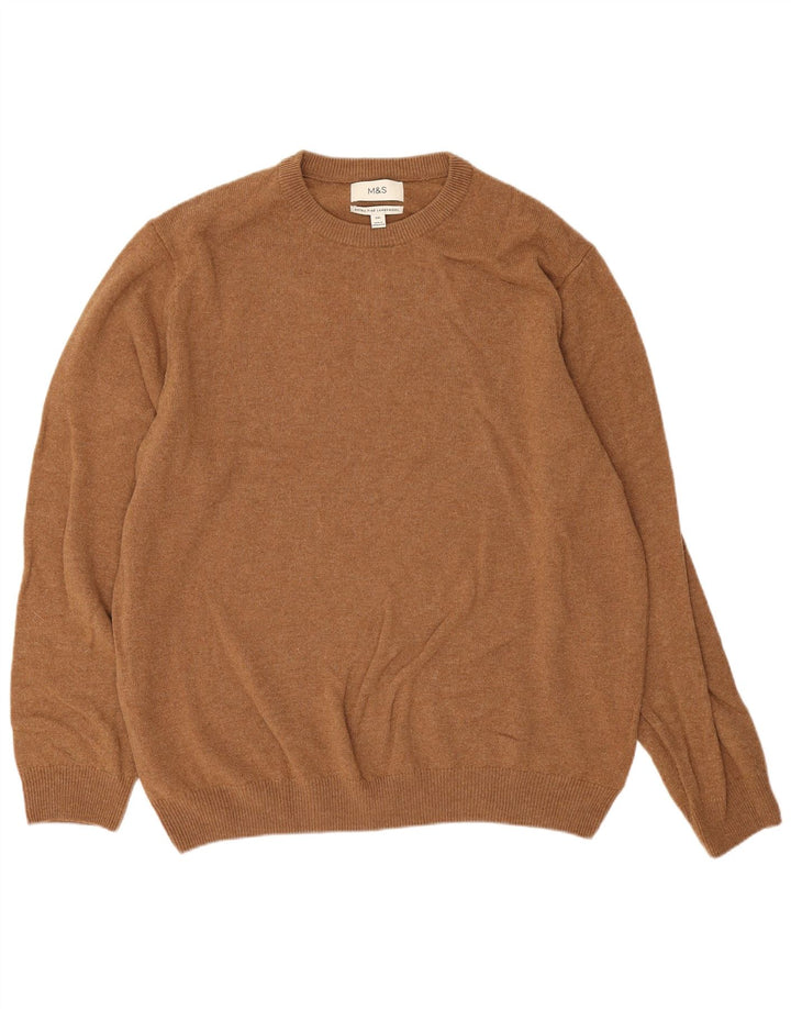Marks & Spencer Herre sweater med rund hals 2XL brun lammeuld