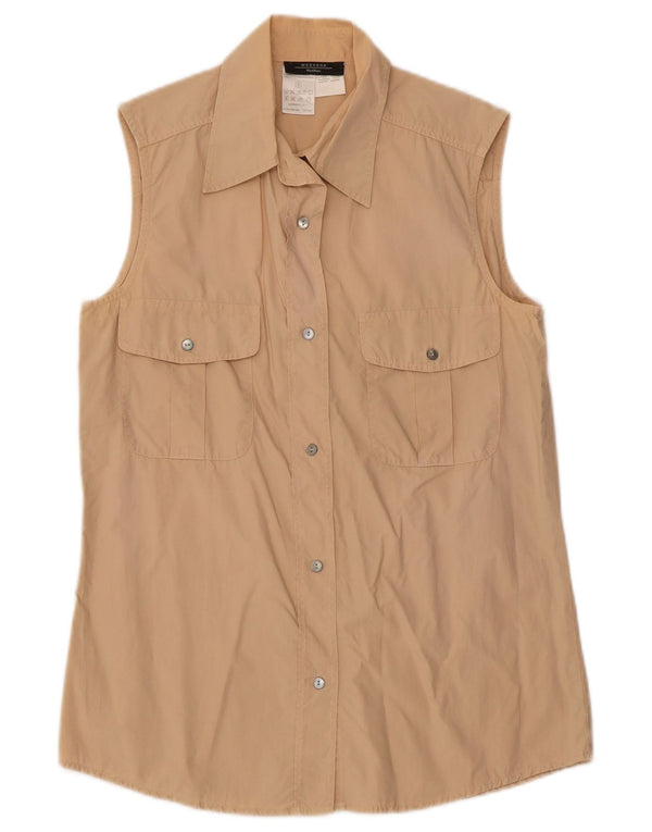 Max Mara Weekend ærmeløs skjorte til kvinder UK 10 Lille beige bomuld