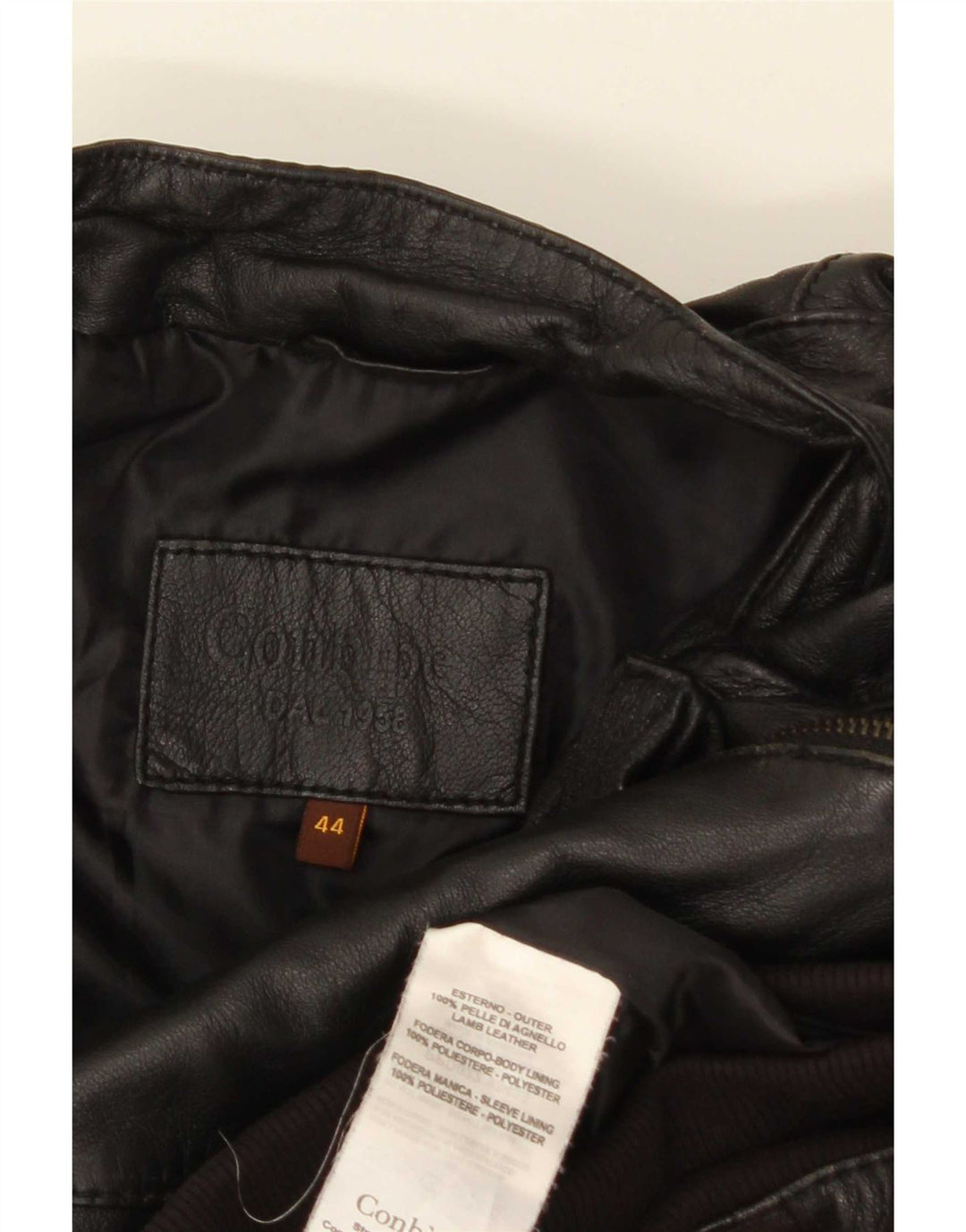 Conbipel Womens Bomber Læderjakke IT 44 Medium Sort Læder
