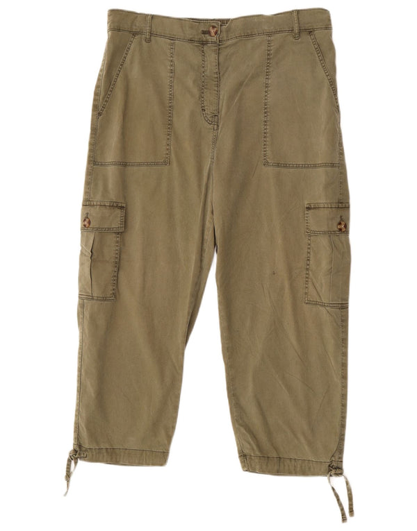 Marks & Spencer Dame Capri Bukser med høj talje UK 16 Large W36 L22 Khaki