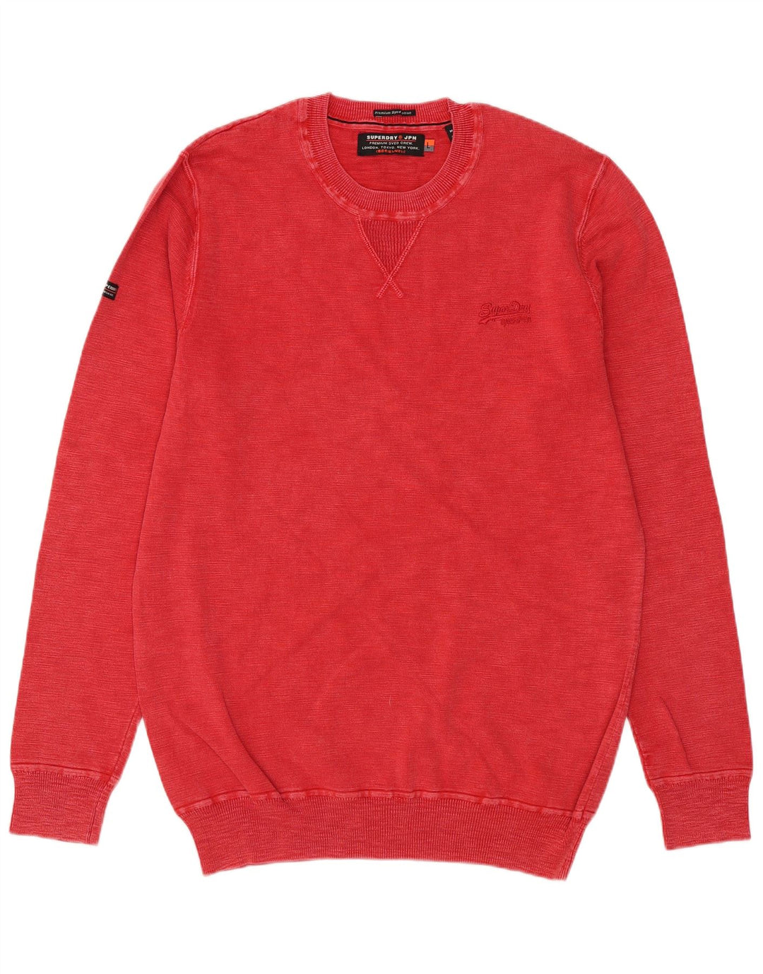 Superdry Herre sweater med rund hals, stor rød bomuld
