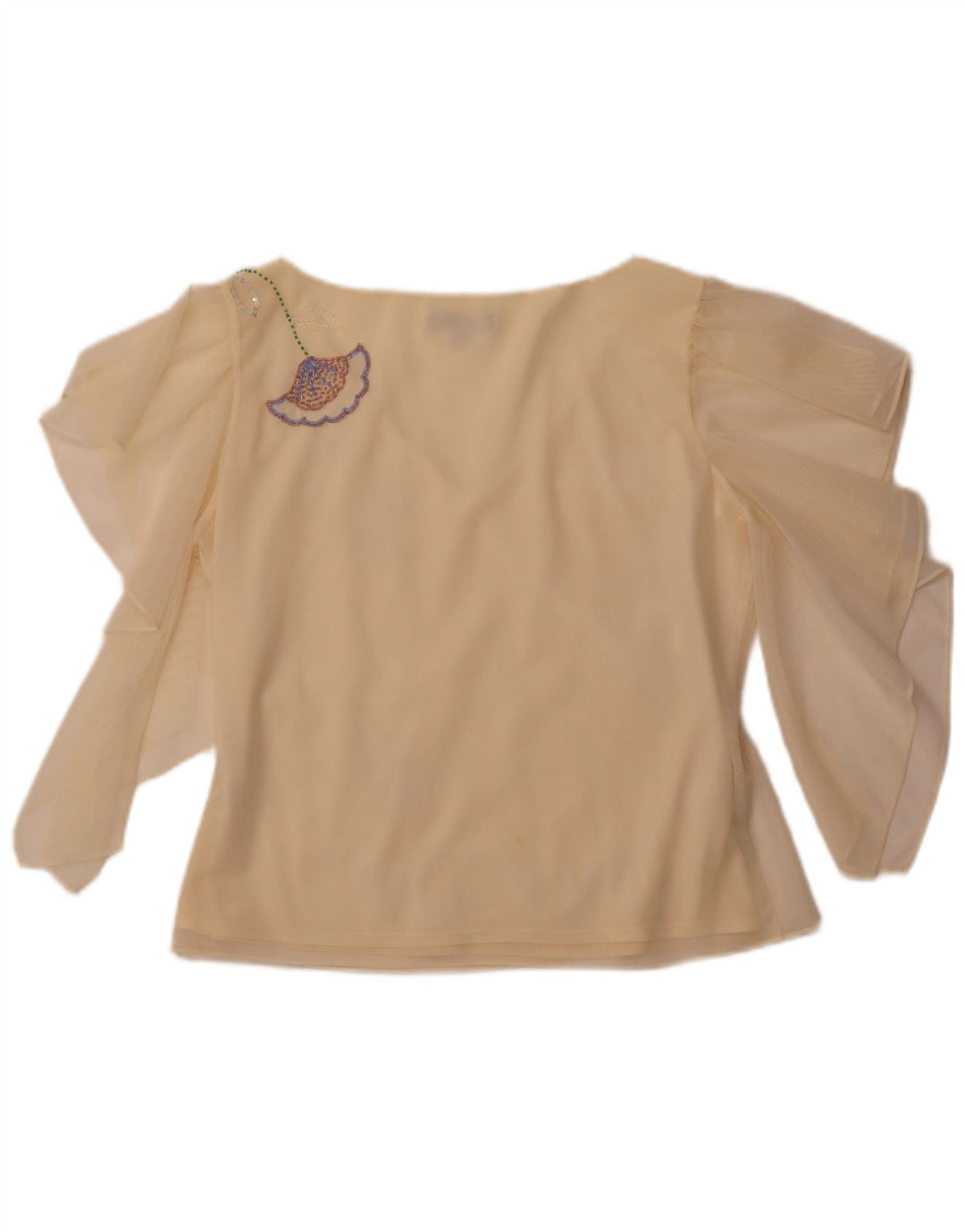 COAST Womens Crop See Through Bluse Top UK 16 Large Yellow Polyester