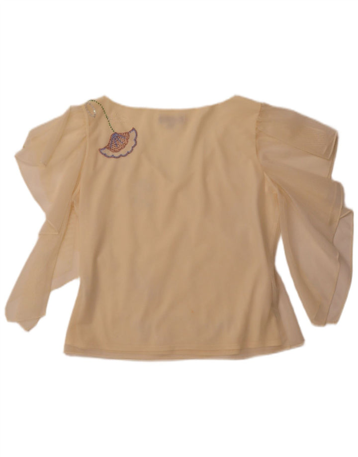 COAST Womens Crop See Through Bluse Top UK 16 Large Yellow Polyester