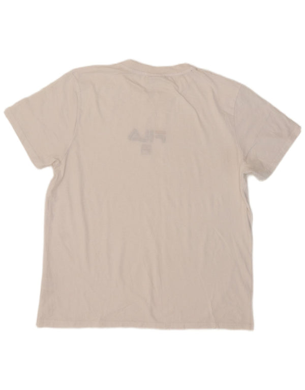 Fila Herre Grafisk T-Shirt Top XL Hvid Bomuld