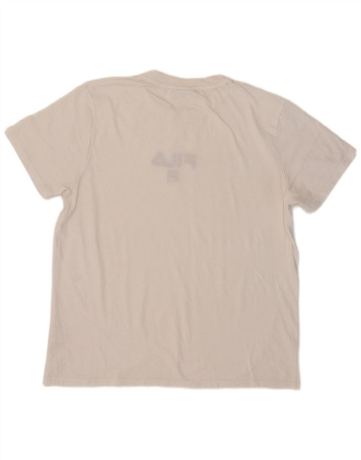 Fila Herre Grafisk T-Shirt Top XL Hvid Bomuld