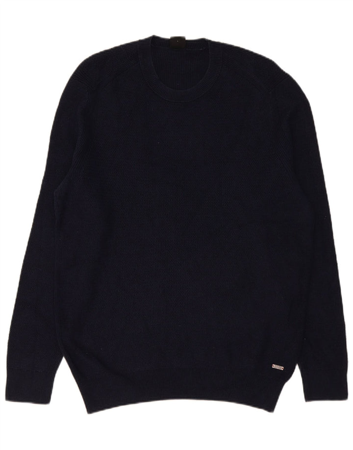 Hugo Boss Herre Crew Neck trøje Sweater Stor marineblå bomuld