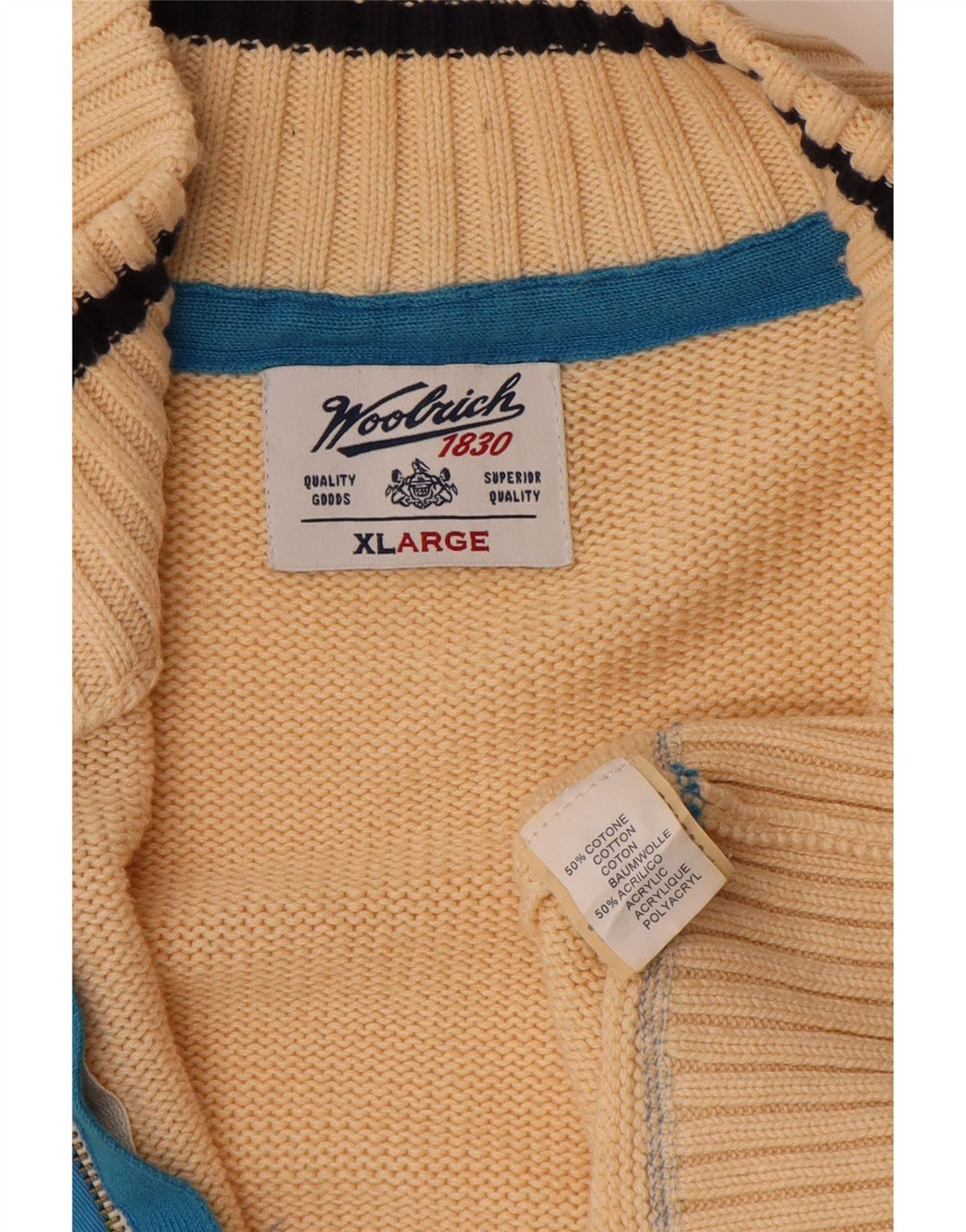 WOOLRICH Grafisk cardigantrøje til mænd XL Beige Bomuld