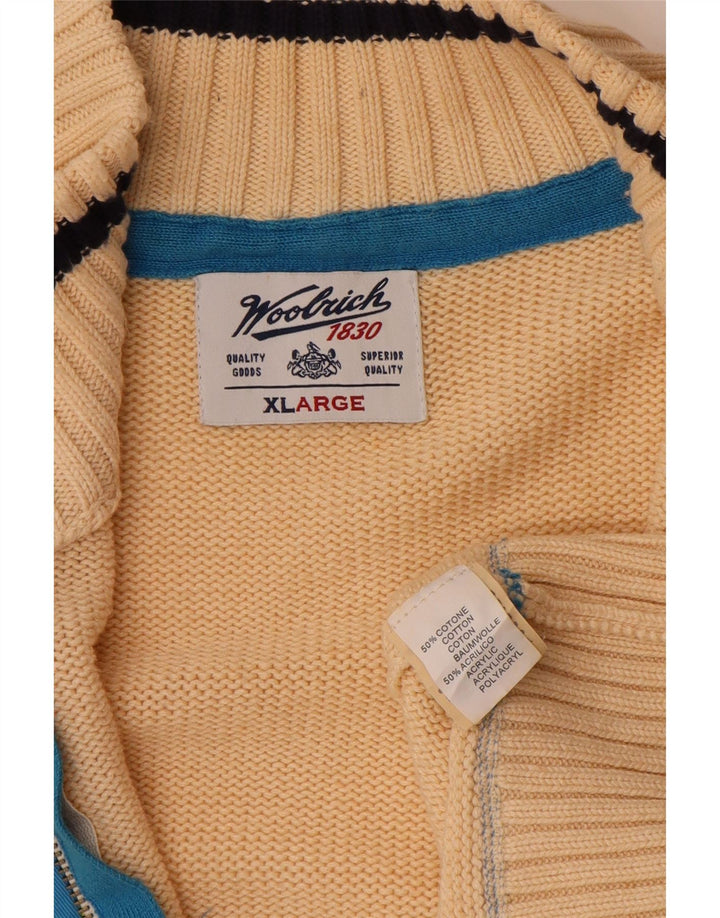 WOOLRICH Grafisk cardigantrøje til mænd XL Beige Bomuld