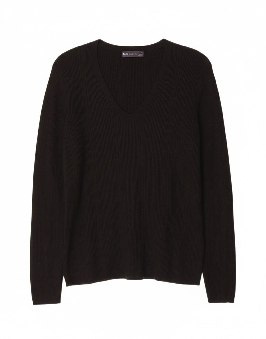 MARKS & SPENCER Womens V-Neck Jumper Sweater UK 14 Medium  Black Viscose