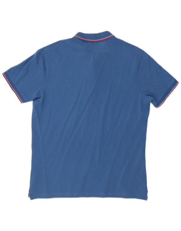 Diesel herre poloshirt XL blå stribet bomuld