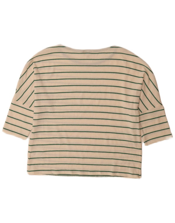 Phase Eight Dame Top 3/4 ærmer UK 12 Medium Hvid stribet bomuld