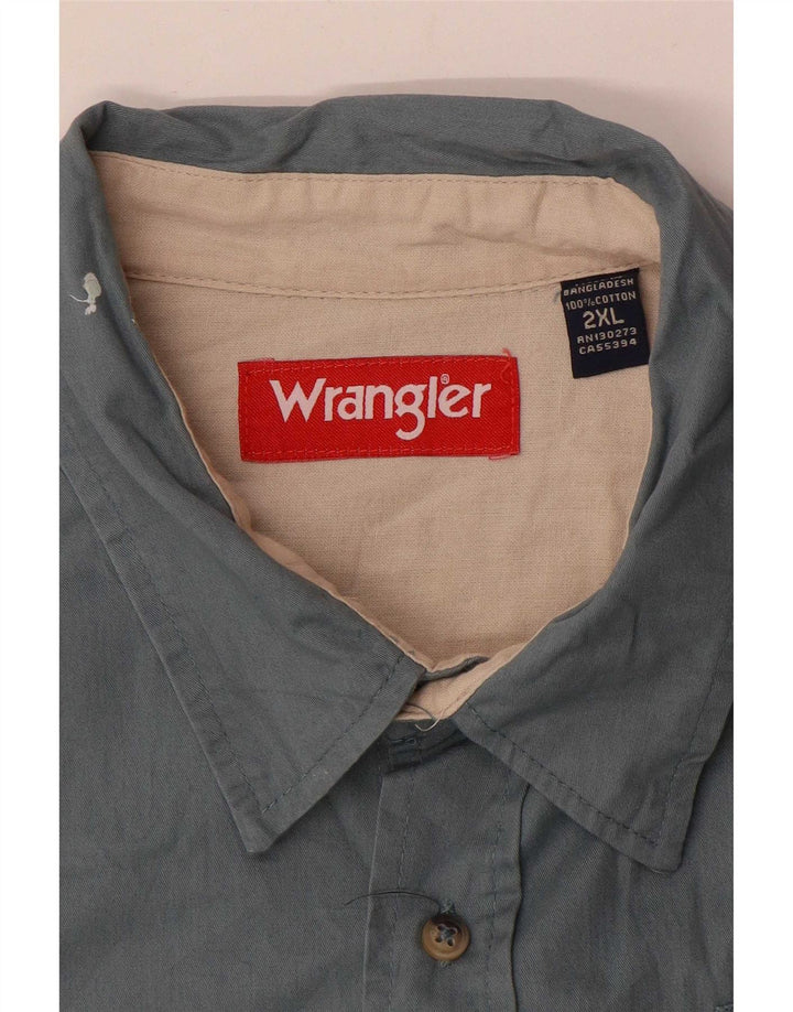 Wrangler kortærmet herreskjorte 2XL grå bomuld