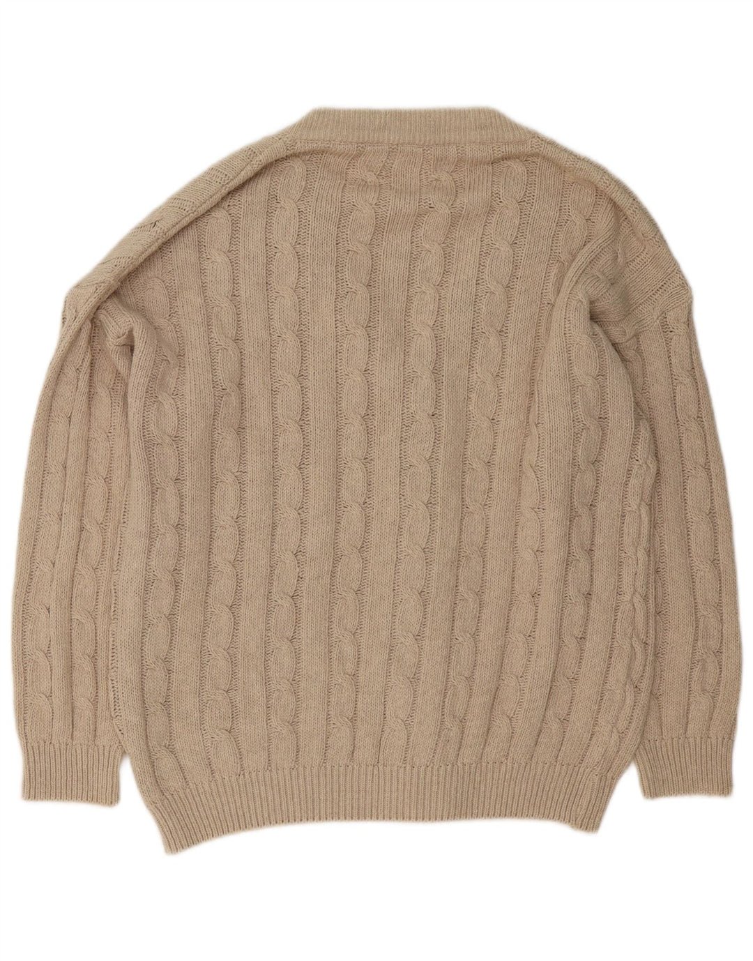 VINTAGE Herre Cardigan Sweater Stor Beige Bomuld