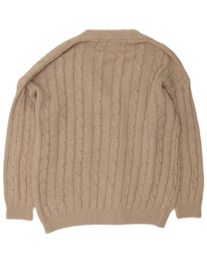 VINTAGE Herre Cardigan Sweater Stor Beige Bomuld