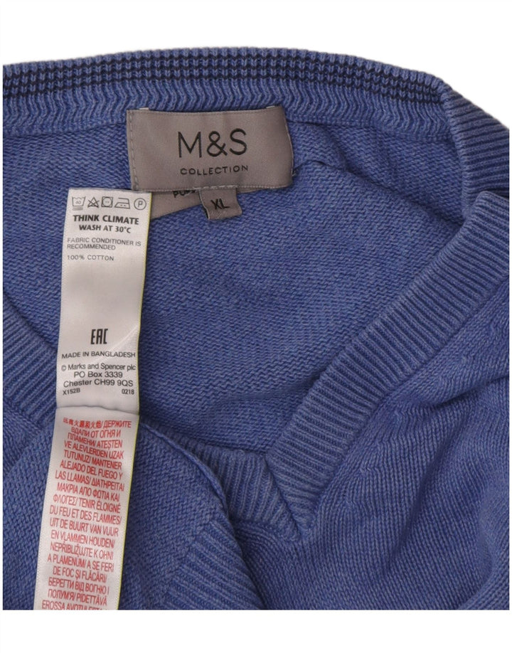 Marks & Spencer Herre V-hals sweater XL Blå Bomuld