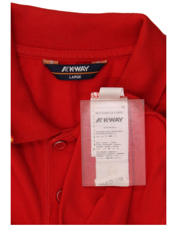 K-Way Herre poloshirt Stor rød Colourblock Bomuld