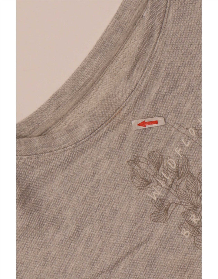 Mustang Dame Grafisk Oversized Sweatshirt Jumper UK 10 Lille Grå