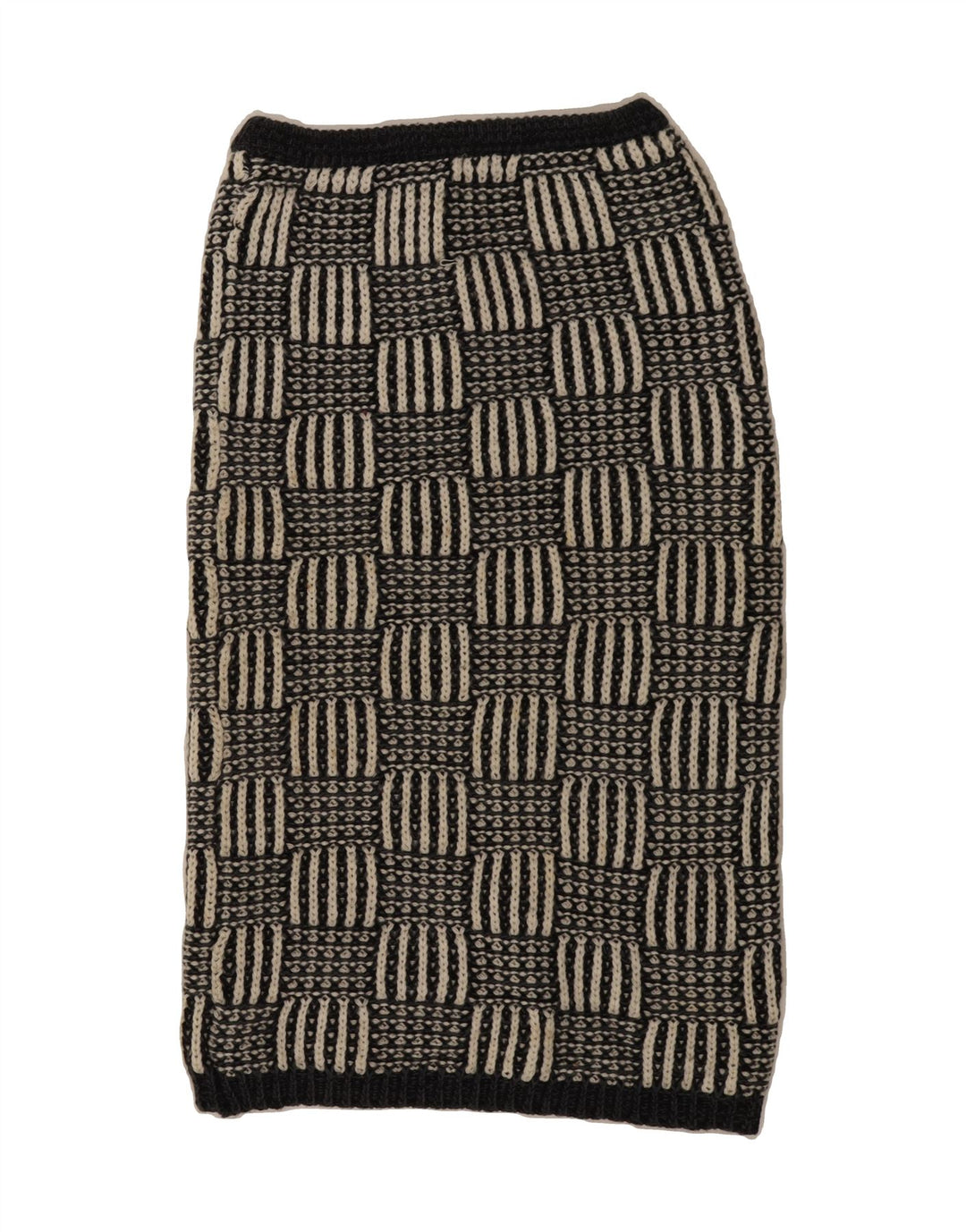 VINTAGE Womens Knit Pencil Skirt UK 10 Small W26  Grey Patchwork Acrylic Vintage Vintage and Second-Hand Vintage from Messina Hembry 