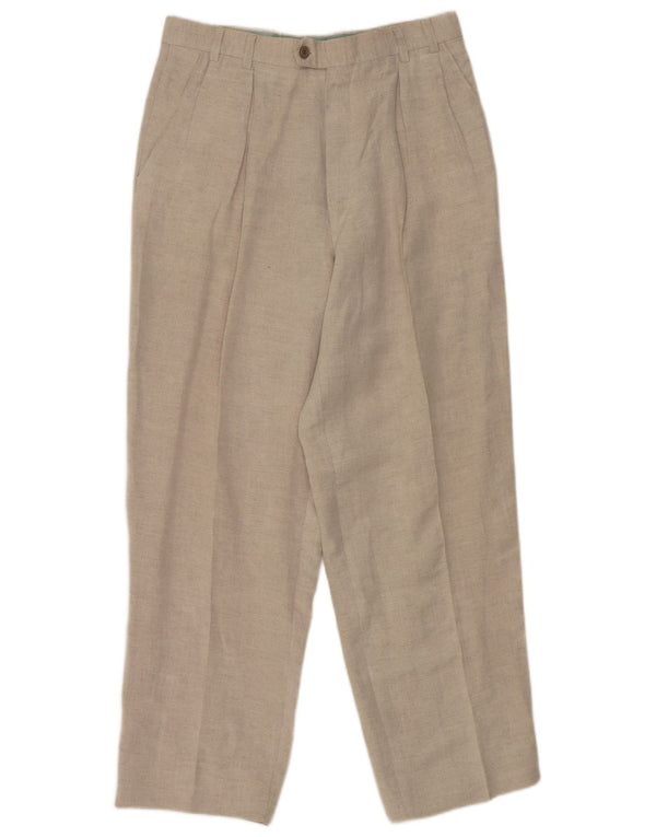 Bocodo Herre Pegged Suit Trousers IT 48 Medium W30 L29 Beige Linen