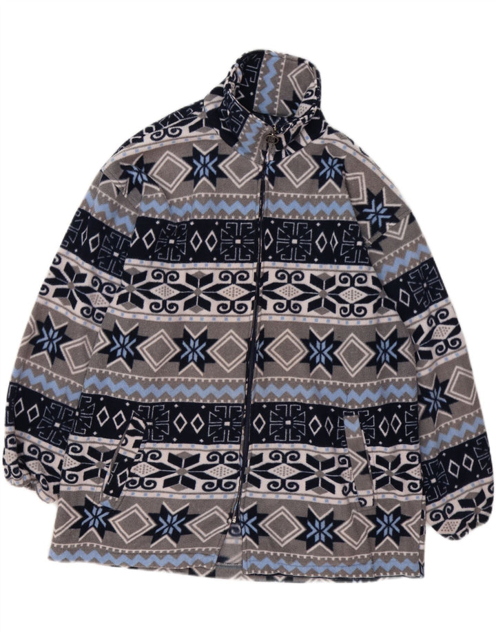 VINTAGE Fleecejakke til mænd UK 40 Large Grey Fair Isle