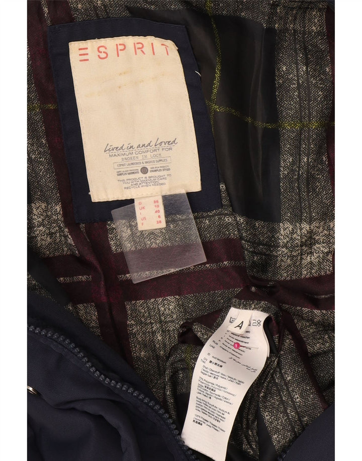Esprit Dame Hætte Polstret Frakke UK 10 Small Navy Blue Polyamide