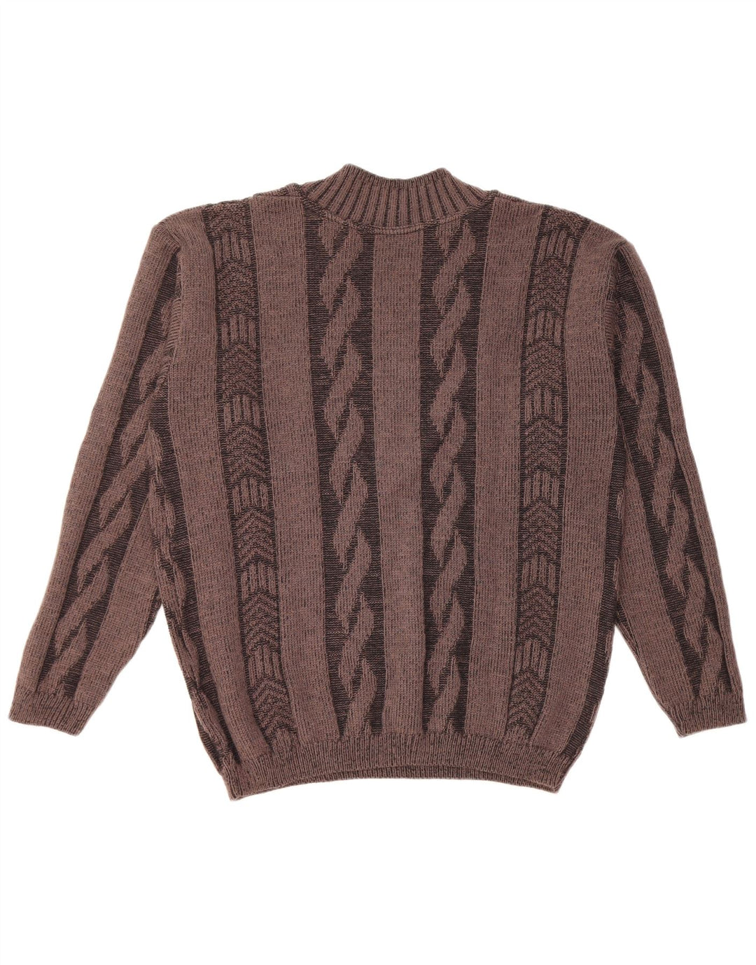 Vintage Herre V-hals sweater Stor Brun Geometrisk